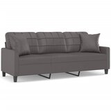 The Living Store Kavč trosed z okrasnimi blazinami siv 180 cm umetno usnje - Kavč Trosed, (21445350) | Shoptok.si