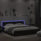  Okvir za krevet s uzglavljem i LED crni 180x200 cm