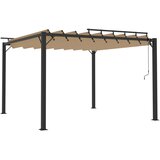  Sjenica s re&amp;scaron;etkastim krovom 3x3 m smeđe-siva tkanina/aluminij Slike