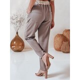 DStreet Spodnie damskie casualowe z kwiatami LEGISSA dresowe cappuccino | Shoptok.si
