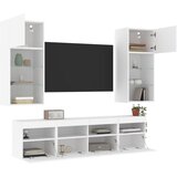  5-dijelni zidni TV elementi s LED bijeli od konstruiranog drva | shoptok.hr