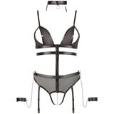 Cottelli Bondage - odprto telo z naramnicami in verigami (črno) | Shoptok.si