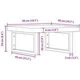  Zidna polica za Lavabo - Umivaonik od čelika i masivne bukovine - tamno smeđe i bijele boje 50 x 50 x 4 cm 1 Pravokutno | shoptok.hr
