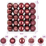  Set božićnih kuglica 50 kom. Vinska crvena 8 cm Polistiren | shoptok.hr