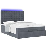  Otomanski krevet s madracima&amp LED tamnosivi 140x190cm baršunasti | shoptok.hr