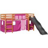 vidaXL Otroški pograd z zavesami roza 80x200 cm trdna borovina | Shoptok.si