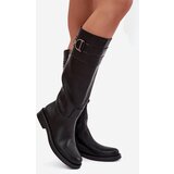 Boto Women's Flat Heeled Boots with Decorative Detail Black Arvessa | Shoptok.si
