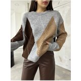 BİKELİFE Women's Diamond Pattern Oversize Sweater cene
