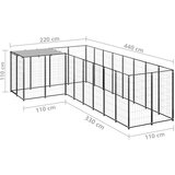 vidaXL kavez za pse crni 6,05 m² čelični | shoptok.hr