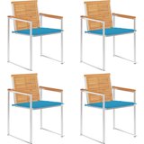 vidaXL Vrtni stoli 4 kosi z blazinami trdna tikovina, (20963519) | Shoptok.si