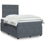 vidaXL Box spring postelja z vzmetnico temno siva 120x200 cm žamet | Shoptok.si