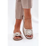 Zazoo Leather Ballerinas With Open Toes And Flower 1870 Distressed Gold | shoptok.hr