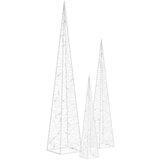 vidaXL set akrilnih okrasnih LED stožcev hladno beli 30/45/60 cm | Shoptok.si