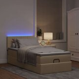 vidaXL Otomanski posteljni okvir z vzmetnico krem 90x190 cm blago, (21611420) | Shoptok.si