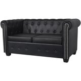 vidaXL Chesterfield kavč dvosed umetno usnje črne barve Cene