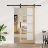 vidaXL Drsna vrata s pripomočki komplet 83x202 cm trdi bor, notranja vrata z steklom 'ORKDAL'83x202x4 cm trdi bor Cene