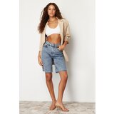 Trendyol Light Blue High Waist Denim Shorts & Bermuda Cene