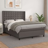 vidaXL Box spring postelja z vzmetnico siv 140x200 cm umetno | Shoptok.si