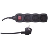 Emos crni produžni kabel s 3 utičnice i prekidačem 3m | shoptok.hr