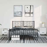  Metalni okvir kreveta uzglavlje i podnožje crni 193x203 cm | shoptok.hr