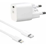 zidni punjač CE01B PD 20W 1x USB-C bijeli + kabel USB-C - Lightning