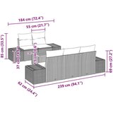  6-delni vrtni sedežni set z blazinami bež poli rattan akacija, (22091372) | Shoptok.si