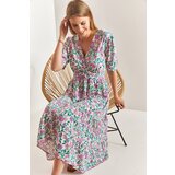 Bianco Lucci Women's Short Sleeve Double Breasted Neck Viscose Dress Cijene
