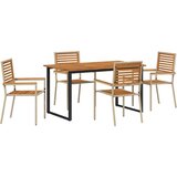  Vrtni set za objed 5 pcs Bež Čvrsto drvo akacije | shoptok.hr