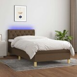  Box spring postelja z vzmetnico LED temno rjava 80x200 cm blago, (20789814) Cene