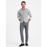 Ombre Men's suit vest with collar - light grey | Shoptok.si
