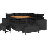 vidaXL set od 8 komada vrtne sofe s jastučićima crni poli ratan akacija, set od 3 komada vrtne blagovaonice s jastučićima crni poli ratan akacija | shoptok.hr