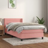 The Living Store Box spring postelja z vzmetnico roza 80x200 cm žamet - Box Spring Postelja, (21492009) Cene