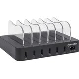 Manhattan Charging Station, 6x USB-A Ports, Outputs: 6x 2.4A, Smart IC, LED Indicator Lights, Black, Three Year Warranty, Box | shoptok.hr