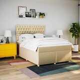  Krevet s oprugama i madracem krem 160x200 cm od tkanine | shoptok.hr
