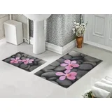 Set za kupatilo Roze cvet sa gumenom podlogom 40x60cm + 60x90cm, SG-005