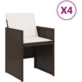  Vrtni stoli z blazinami 4 kosi rjav poli ratan | Shoptok.si