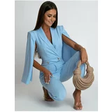 Fasardi Blue jumpsuit with slit sleeves
