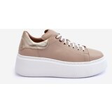 Boto Women's Leather Platform Sport Shoes Beige Lemar 10150 | Shoptok.si
