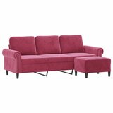  Trosjed s tabureom crvena boja vina 180 cm baršunasti | shoptok.hr