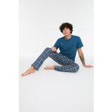 Trendyol Navy Blue Plaid Knitted Pajamas Set | Shoptok.si