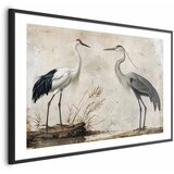  Plakat - Birds from an Old Engraving - vintage-style illustration of a heron and a crane 90x60 Crni okvir s margom | shoptok.hr