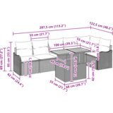 vidaXL 7-delni vrtni kavč set s blazinami Bež Poly Ratan Akacija | Shoptok.si