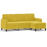 vidaXL Trosjed s tabureom žuti 180 cm baršunasti | shoptok.hr