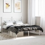 Maison Chic Kovinski Posteljni okvir - Dvoposteljna postelja - Zakonska postelja z vzglavjem bel 140x190 cm, (21692885) | Shoptok.si
