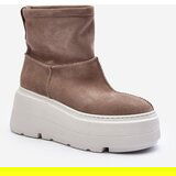 Zazoo Women's Leather Platform Boots with Straps 1752 Beige | Shoptok.si
