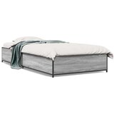 vidaXL Posteljni okvir siva sonoma 90x190 cm inženirski les in kovina, (21128903) | Shoptok.si