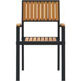  Zunanje stolice 2 kosi Zložljive Črne Trde Lesene Akacije in Metala | Shoptok.si