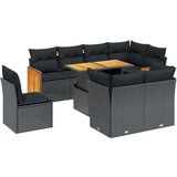  9-dijelni set vrtnih sofa s jastucima crni od poliratana | shoptok.hr