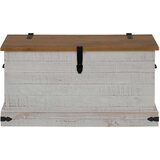 vidaXL Skrinja za shranjevanje HALDEN bela 91x48x47cm Masivni les, bor | Shoptok.si