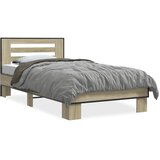  Okvir za krevet boja hrasta 75x190 cm konstruirano drvo i metal Smeđa 75 x 190 cm | Shoptok.si